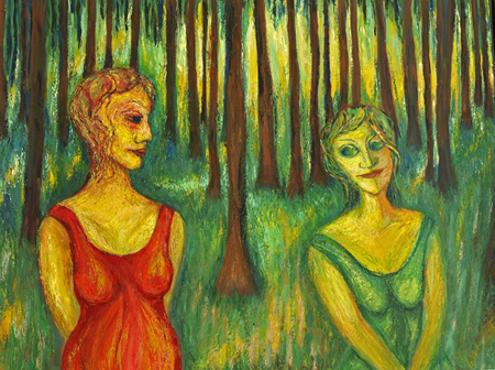 vrouwen in het bos